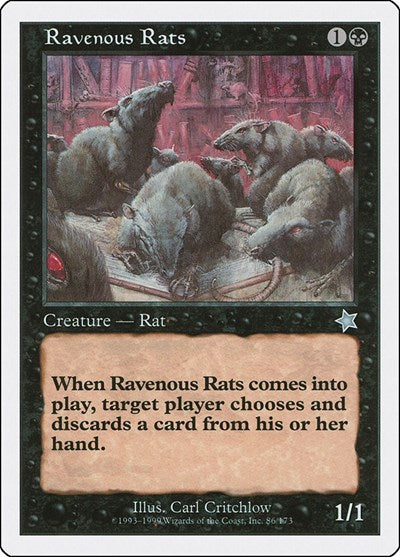 Ravenous Rats (S99) #86 Uncommon (Moderately Played) Starter 1999 Magic: The Gathering: 1999