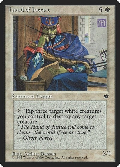 Hand of Justice (FEM) #5 Rare (Heavily Played) Fallen Empires Magic: The Gathering: 1994