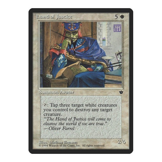 Hand of Justice (FEM) #5 Rare (Heavily Played) Fallen Empires Magic: The Gathering: 1994