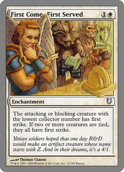 First Come First Served (UNH) #12 Uncommon (Lightly Played) Unhinged Magic: The Gathering: 2004