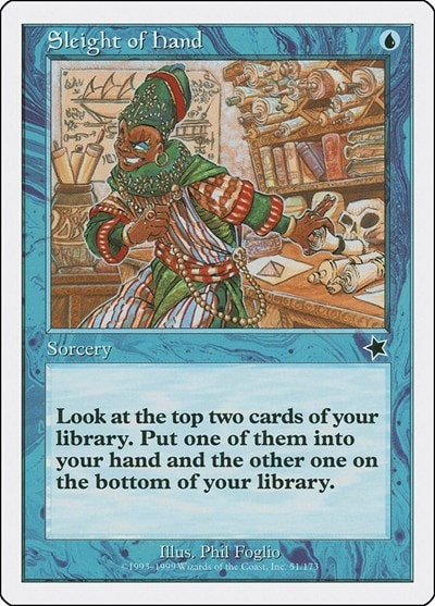 Sleight of Hand (S99) #51 Common (Heavily Played) Starter 1999 Magic: The Gathering: 1999