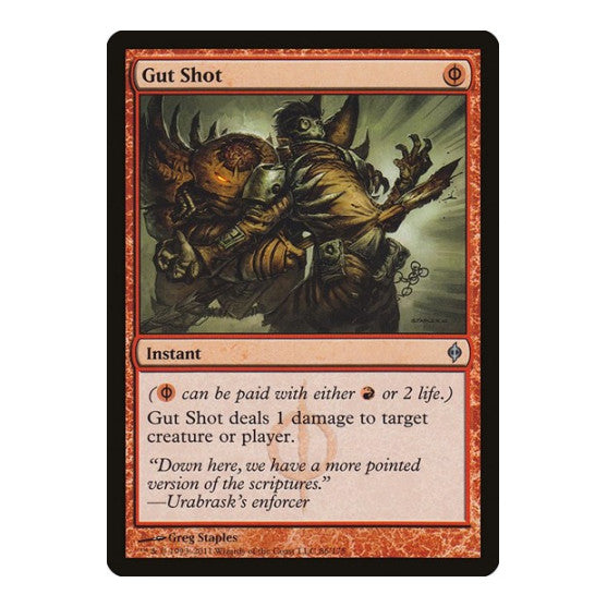 Gut Shot (NPH) #86 Uncommon (Lightly Played) New Phyrexia Magic: The Gathering: 2011