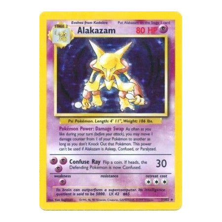 Alakazam (BS) #001/102 Holo Rare (Holofoil Lightly Played) Base Set Pokemon: 1999