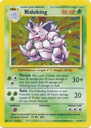 Nidoking (BS) #011/102 Holo Rare Base Set Pokemon: 1999