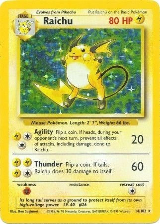 Raichu (BS) #014/102 Holo Rare Base Set Pokemon: 1999