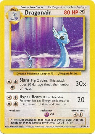 Dragonair (BS) #018/102 Rare (Moderately Played) Base Set Pokemon: 1999