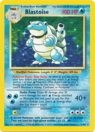 Blastoise (BS) #002/102 Holo Rare Base Set Pokemon: 1999