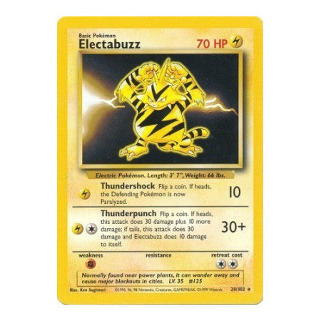 Electabuzz (BS) #020/102 Rare (Heavily Played) Base Set Pokemon: 1999