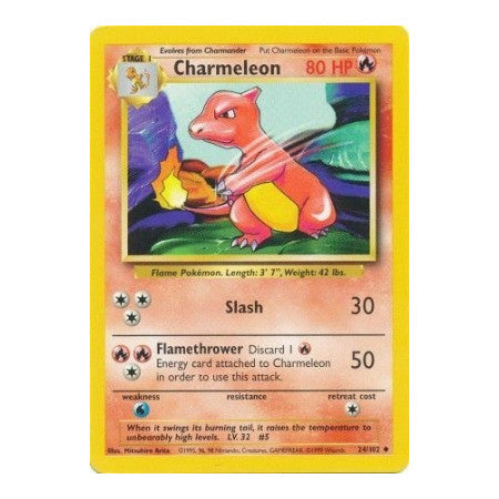 Charmeleon (BS) #024/102 Uncommon Base Set Pokemon: 1999