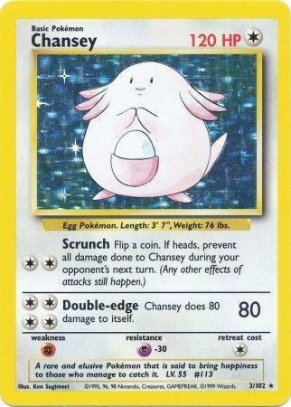 Chansey (BS) #003/102 Holo Rare (Holofoil Lightly Played) Base Set Pokemon: 1999
