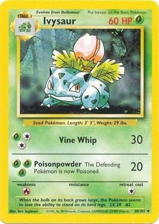 Ivysaur (BS) #030/102 Uncommon (Lightly Played) Base Set Pokemon: 1999