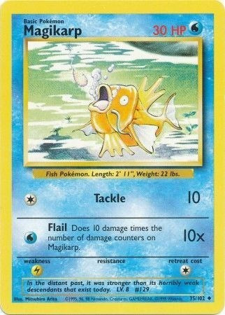 Magikarp (BS) #035/102 Uncommon (Heavily Played) Base Set Pokemon: 1999