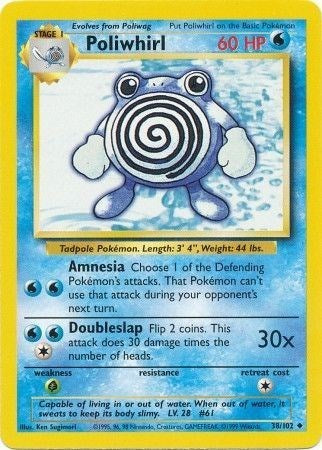 Poliwhirl (BS) #038/102 Uncommon Base Set Pokemon: 1999