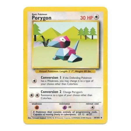 Porygon (BS) #039/102 Uncommon (Near Mint) Base Set Pokemon: 1999
