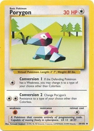 Porygon (BS) #039/102 Uncommon (Near Mint) Base Set Pokemon: 1999