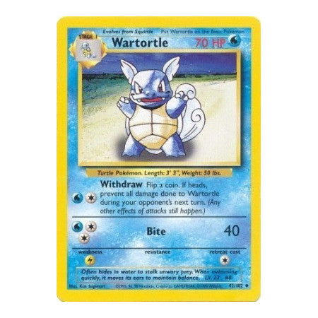 Wartortle (BS) #042/102 Uncommon (Damaged) Base Set Pokemon: 1999