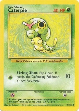 1999 Pokemon: Base Set (BS) - Caterpie (#045/102, Common)