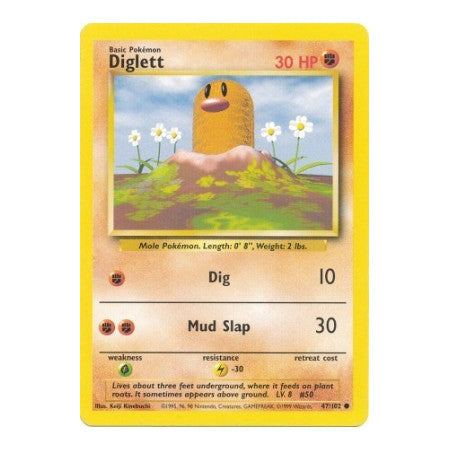Diglett (BS) #047/102 Common Base Set Pokemon: 1999