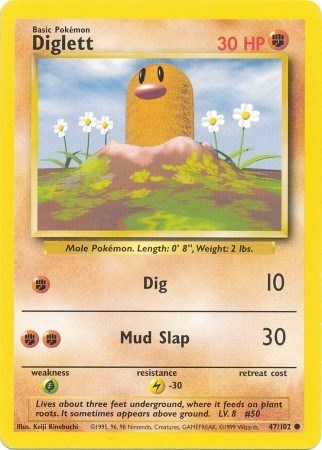 Diglett (BS) #047/102 Common Base Set Pokemon: 1999