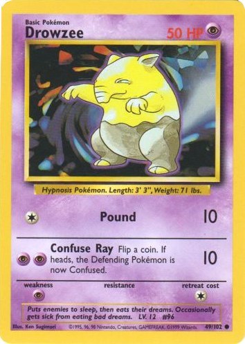 Drowzee (BS) #049/102 Common Base Set Pokemon: 1999