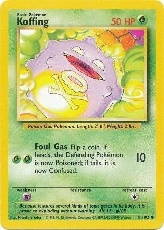 1999 Pokemon: Base Set (BS) - Koffing (#051/102, Common)