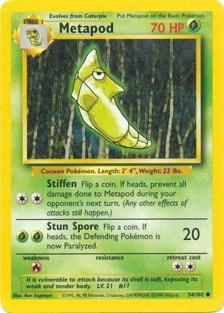 1999 Pokemon: Base Set (BS) - Metapod (#054/102, Common)
