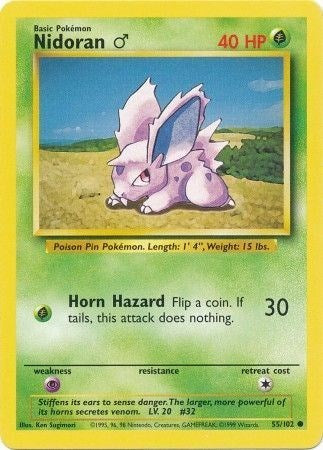 Nidoran M (BS) #055/102 Common Base Set Pokemon: 1999