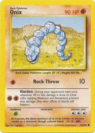 Onix (BS) #056/102 Common (Lightly Played) Base Set Pokemon: 1999