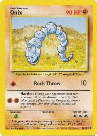 Onix (BS) #056/102 Common (Lightly Played) Base Set Pokemon: 1999