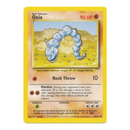 Onix (BS) #056/102 Common (Lightly Played) Base Set Pokemon: 1999