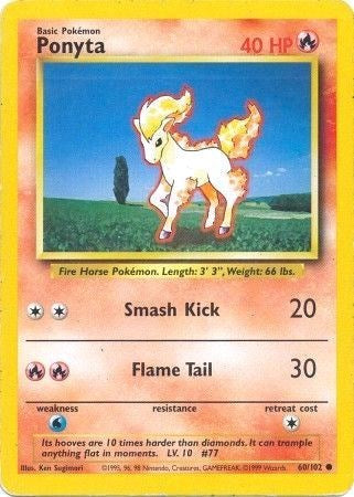 Ponyta (BS) #060/102 Common Base Set Pokemon: 1999