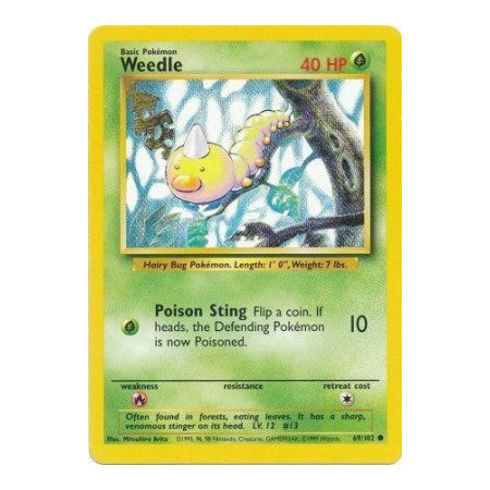 Weedle (BS) #069/102 Common Base Set Pokemon: 1999