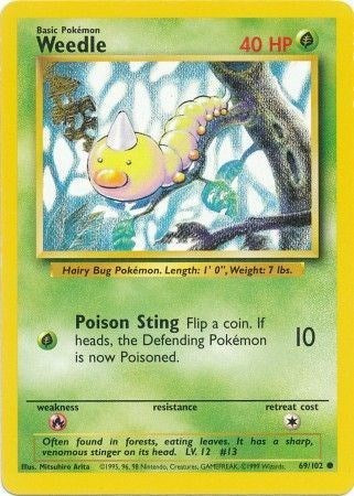 Weedle (BS) #069/102 Common Base Set Pokemon: 1999