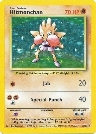 Hitmonchan (BS) #007/102 Holo Rare Base Set Pokemon: 1999