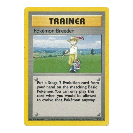 Pokemon Breeder (BS) #076/102 Rare (Moderately Played) Base Set Pokemon: 1999