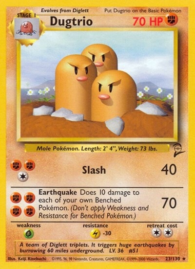 Dugtrio (BS2) #023/130 Rare (Moderately Played) Base Set 2 Pokemon: 2000