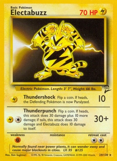 Electabuzz (BS2) #024/130 Rare (Damaged) Base Set 2 Pokemon: 2000