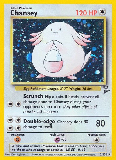 Chansey (BS2) #003/130 Holo Rare (Holofoil Heavily Played) Base Set 2 Pokemon: 2000