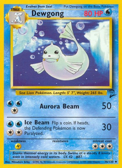 Dewgong (BS2) #036/130 Uncommon (Lightly Played) Base Set 2 Pokemon: 2000