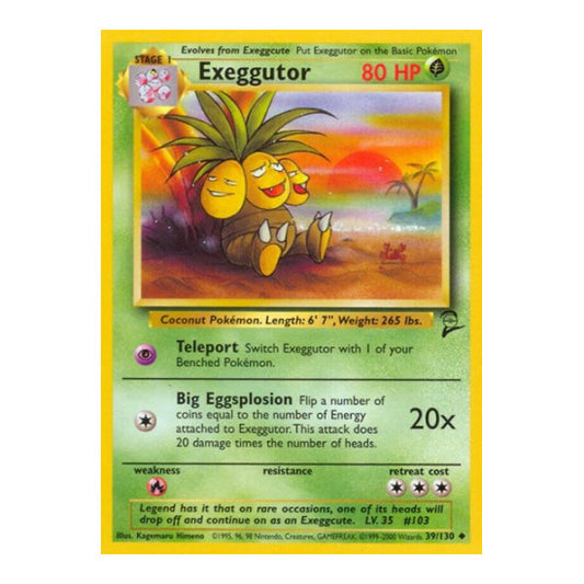 Exeggutor (BS2) #039/130 Uncommon (Damaged) Base Set 2 Pokemon: 2000