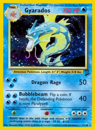 Gyarados (BS2) #007/130 Holo Rare (Holofoil Lightly Played) Base Set 2 Pokemon: 2000