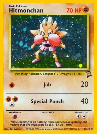 Hitmonchan (BS2) #008/130 Holo Rare (Holofoil Moderately Played) Base Set 2 Pokemon: 2000