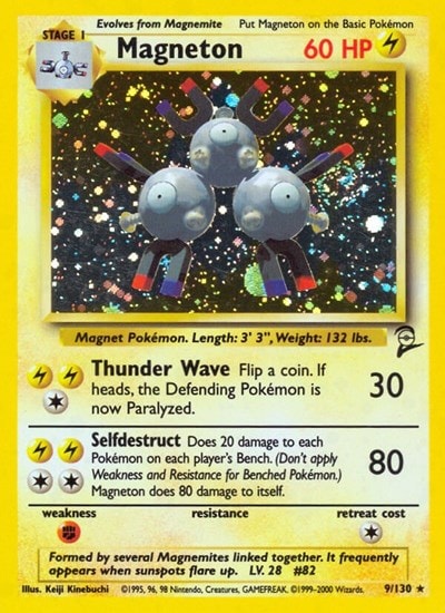 Magneton (BS2) #009/130 Holo Rare (Holofoil Damaged) Base Set 2 Pokemon: 2000