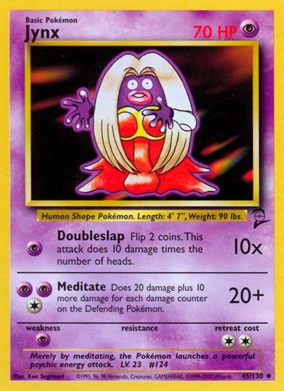 Jynx (BS2) #045/130 Uncommon (Lightly Played) Base Set 2 Pokemon: 2000