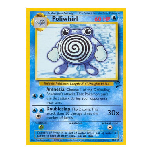 Poliwhirl (BS2) #057/130 Uncommon (Lightly Played) Base Set 2 Pokemon: 2000