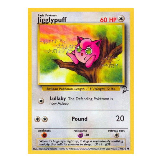 Jigglypuff (BS2) #077/130 Common (Moderately Played) Base Set 2 Pokemon: 2000