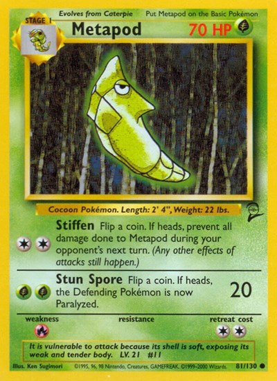 Metapod (BS2) #081/130 Common Base Set 2 Pokemon: 2000