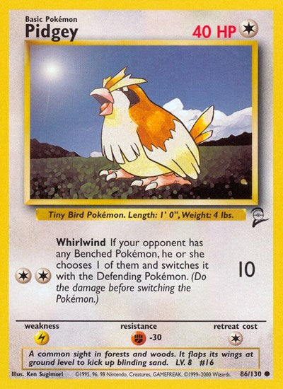 Pidgey (BS2) #086/130 Common (Heavily Played) Base Set 2 Pokemon: 2000