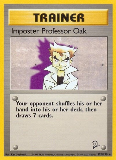 Imposter Professor Oak (BS2) #102/130 Rare (Moderately Played) Base Set 2 Pokemon: 2000