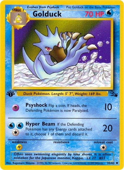 Golduck (FO) #35/62 Uncommon Fossil Pokemon: 1999